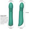 Vibrador Armony con empuje verde, esquema con medidas e instrucciones de encendido