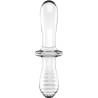 Satisfyer Double Crystal transparente, vista alargada con el asa central