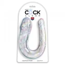 King cock - double trouble dildo doble 44 cm transparente