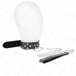 Kink - collar con correa 65 cm remache anilla negro ajustable 36-50 cm x 3.8 cm Kink - collar con correa 65 cm remache anilla negro ajustable 36-50 cm x 3.8 cm