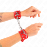 Kink - muñequeras con doble línea de tachuelas ajustable rojo - 1