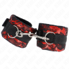 Kink - muñequeras cortas de encaje terciopelo y unión de nylon rojo/negro 23 x 6.5 cm - 2