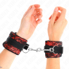 Kink - muñequeras cortas de encaje terciopelo y unión de nylon rojo/negro 23 x 6.5 cm - 4