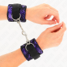 Kink - muñequeras cortas de encaje terciopelo y unión de nylon violeta/negro 23 x 6.5 cm - 3