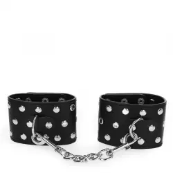 Kink - muñequeras con cierre a presión lleno de tachuelas ajustable negro 19-24 cm x 5.5 cm