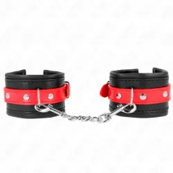Kink - muñequeras negro con correa rojo ajustable 17-28 cm x 6 cm