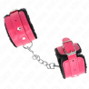 Kink - muñequeras forradas premium negro con correa fucsia ajustable 17-29 cm x 6 cm - 2