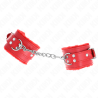 Muñequeras Kink forradas rojas con cadena, en ángulo