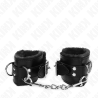 Muñequeras Kink forradas negras con cadena, de frente
