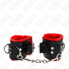 Kink - muñequeras forradas con agujeros cuadrados rojo y correa negro ajustable 17-29 cm x 6 cm - 3