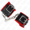 Kink - muñequeras forradas con agujeros cuadrados rojo y correa negro ajustable 17-29 cm x 6 cm - 4