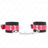 Kink - muñequeras de nylon negro con correa polipiel fuscia ajustable 19-29 cm x 5.1 cm - 1