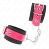 Kink - muñequeras de nylon negro con correa polipiel fuscia ajustable 19-29 cm x 5.1 cm - 2