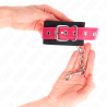 Kink - muñequeras de nylon negro con correa polipiel fuscia ajustable 19-29 cm x 5.1 cm - 3