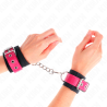 Kink - muñequeras de nylon negro con correa polipiel fuscia ajustable 19-29 cm x 5.1 cm - 4