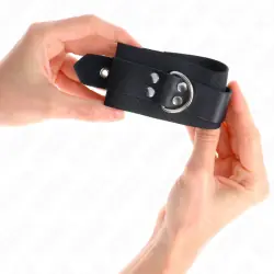 Kink - muñequeras de nylon negro con correa cuero negro ajustable 19-29 cm x 5.1 cm