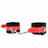 Kink - muñequeras de nylon negro con correa polipiel rojo ajustable 19-24 cm x 5.5 cm - 1
