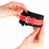Kink - muñequeras de nylon negro con correa polipiel rojo ajustable 19-24 cm x 5.5 cm - 3