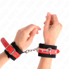 Kink - muñequeras de nylon negro con correa polipiel rojo ajustable 19-24 cm x 5.5 cm - 4