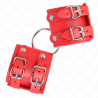 Kink - muñequeras fijas con anilla y tachuelas rojo ajustable 17-22 cm x 6.5 cm - 2