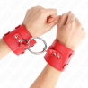 Kink - muñequeras fijas con anilla y tachuelas rojo ajustable 17-22 cm x 6.5 cm - 4