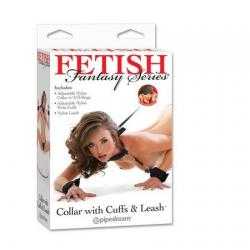 Fetish collar con esposas y correa,