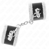 Kink - muñequeras negro con encaje decorativo blanco ajustable 20-23 cm x 5.5 cm - 2