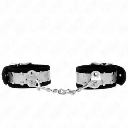 Kink - muñequeras finas negro / plateado 30 x 4 cm