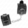 Muñequeras sencillas negras Kink con cadena, en ángulo con hebilla y anilla