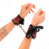 Kink - muñequeras diseño escándalo rojo-negro detalle lazo 24.5 cm x 6.5 cm - 1