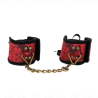 Kink - muñequeras diseño escándalo rojo-negro detalle lazo 24.5 cm x 6.5 cm - 2