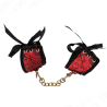 Kink - muñequeras diseño escándalo rojo-negro detalle lazo 24.5 cm x 6.5 cm - 3