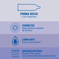 Durex invisible extra lubricado 12 uds