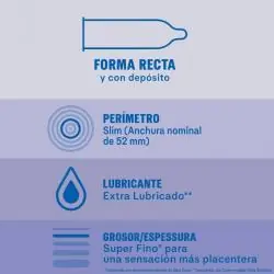 Durex invisible extra lubricado 12 uds
