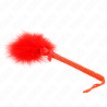 Plumas Kink con mango de cuerda y lazo rojo de lado