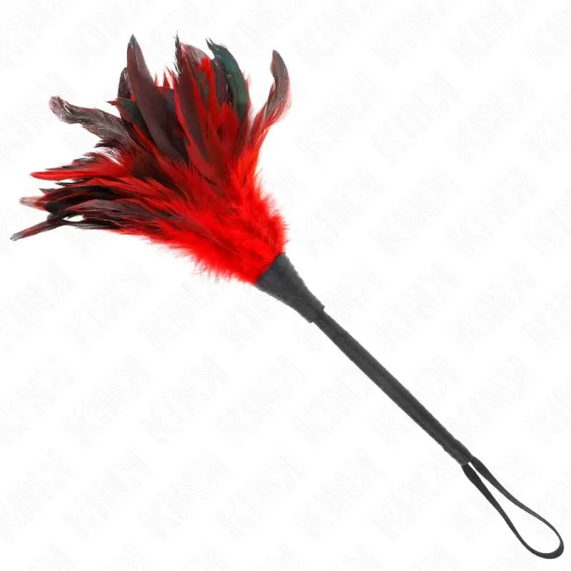 Kink - plumas de pollo para cosquillas con forma cuerno de criada rojo 36 cm Kink - plumas de pollo para cosquillas con forma cuerno de criada rojo 36 cm