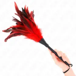 Kink - plumas de pollo para cosquillas con forma cuerno de criada rojo 36 cm Kink - plumas de pollo para cosquillas con forma cuerno de criada rojo 36 cm