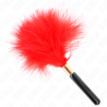 Plumas Kink para cosquillas con metal dorado rojo, vista completa