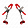 Pinzas Kink con doble campanilla roja y puntas rojas sobre fondo blanco