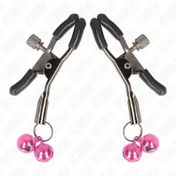 Kink - pinzas para pezones con doble campanilla rosa 6 cm