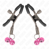Pinzas Kink con doble campanilla rosa sobre fondo blanco