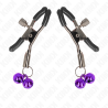 Pinzas Kink con doble campanilla violeta sobre fondo blanco