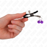 Pinzas Kink con doble campanilla violeta, una pinza sostenida con la mano