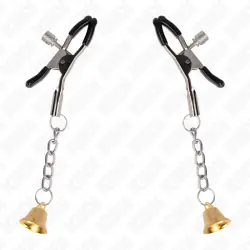 Kink - pinzas para pezones con colgante de campana dorado 6 cm Kink - pinzas para pezones con colgante de campana dorado 6 cm