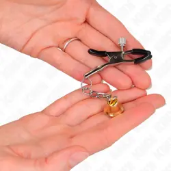 Kink - pinzas para pezones con colgante de campana dorado 6 cm Kink - pinzas para pezones con colgante de campana dorado 6 cm