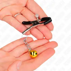 Kink - pinzas para pezones con colgante de cascabel dorado 6 cm Kink - pinzas para pezones con colgante de cascabel dorado 6 cm