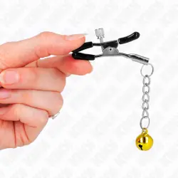 Kink - pinzas para pezones con colgante de cascabel dorado 6 cm Kink - pinzas para pezones con colgante de cascabel dorado 6 cm