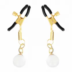 Kink - pinzas para pezones doradas con colgante de vidrio 6 cm