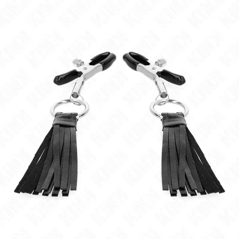 Kink - pinzas para pezones con borlas de polipiel 6 cm Kink - pinzas para pezones con borlas de polipiel 6 cm