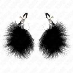 Kink - pinzas para pezones con pluma negro 7 cm Kink - pinzas para pezones con pluma negro 7 cm